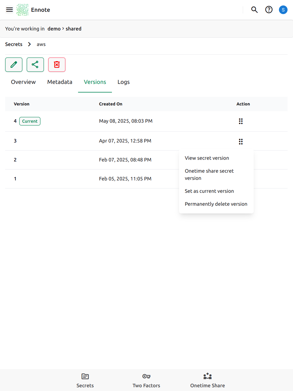 Ennote - corporate secret manager